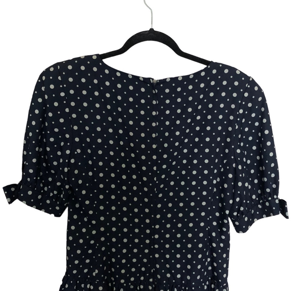 Vintage 1980s Albert Nipon silk polka dot peplum dress - Picture 3 of 5